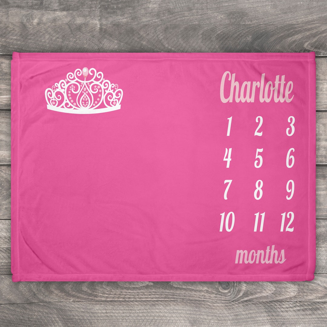 Princess Milestone Blanket Personalized Baby Girl Monthly Etsy