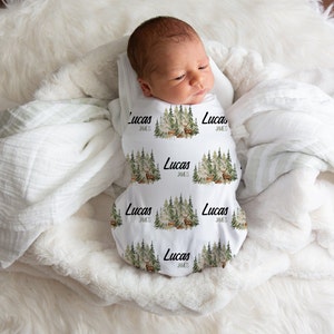 Deer Swaddle, Forest Swaddle, Custom Swaddle Blanket, Personalized Swaddle For Boy, Deer Nursery Blanket, Deer Baby Shower Gift, Photo