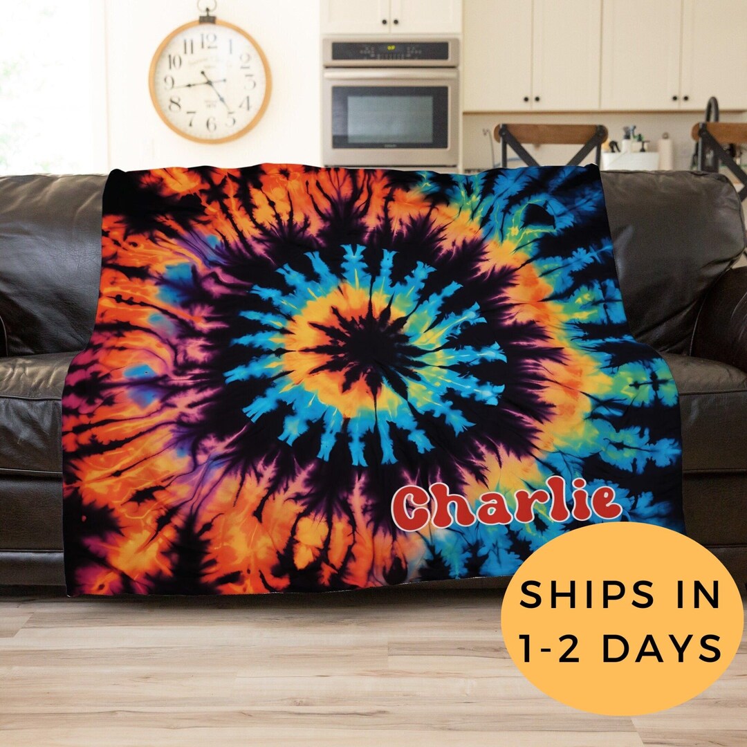 Tye Dye Blanket, Retro Blanket, Personalized Tie Dye, Throw Blanket Boho, Teen Boy Gift, Teen
