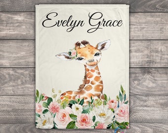 Giraffe Blanket, Personalize Baby Blanket For Girls, Baby Giraffe Nursery, Giraffe Baby Shower, Safari Kids Blanket, Bed Blanket Throw, Gift