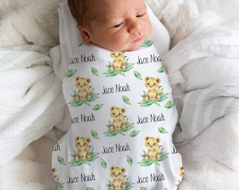 Lion Swaddle, Personalized Swaddle Blanket Boy, Girl And Boy Swaddle, Lion Baby Shower, Lion Nursery, Personalized Newborn Gift Boy, Theme