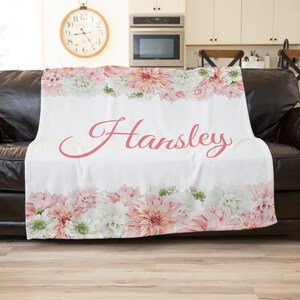 Floral Watercolor Blanket, Personalized Baby Blanket, Minky Floral Blanket, Boho Throw Blanket, Throw Blanket Boho Chic, Grandmother Throw