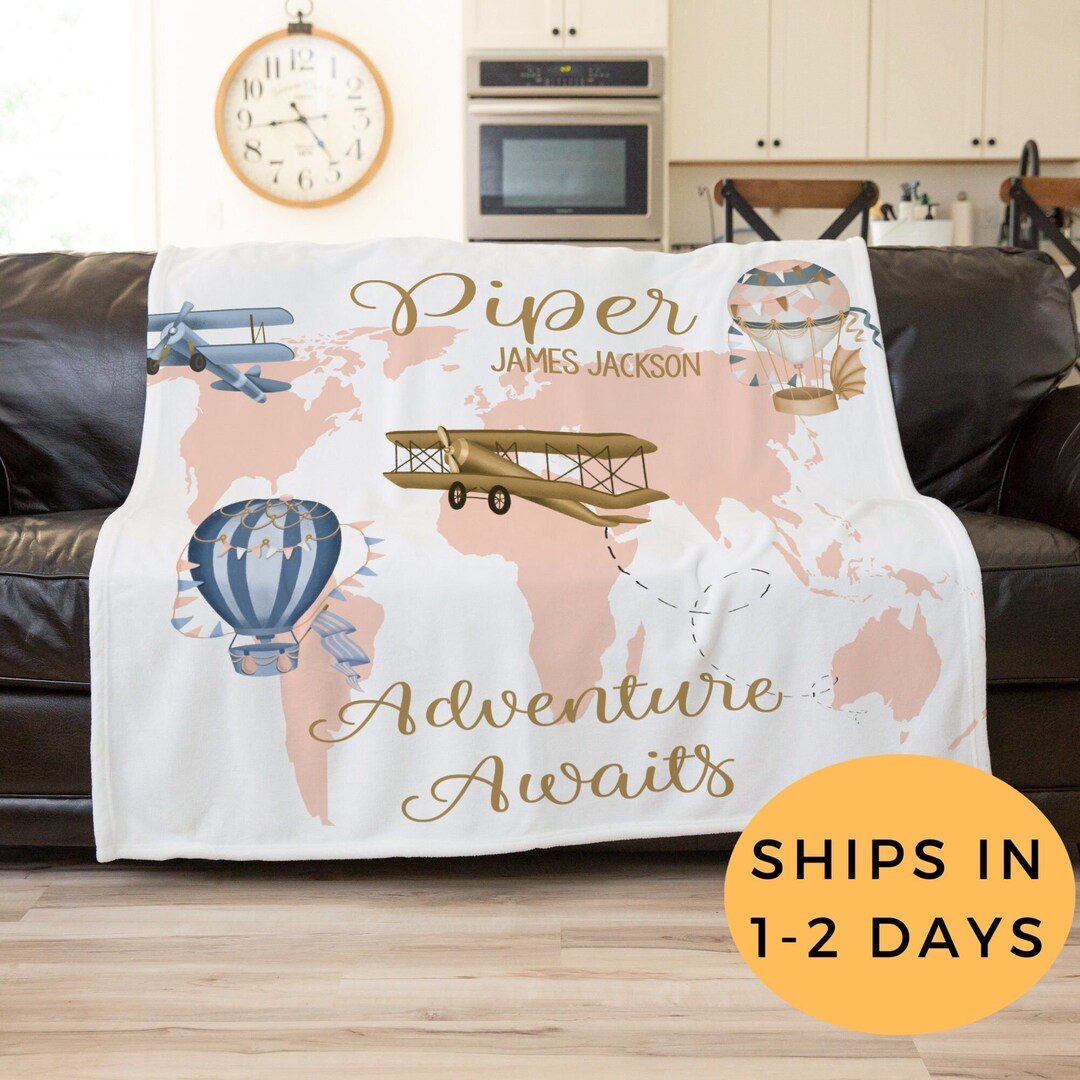 Airplane Blanket Aviation Throw Blanket Custom Name Blanket Etsy