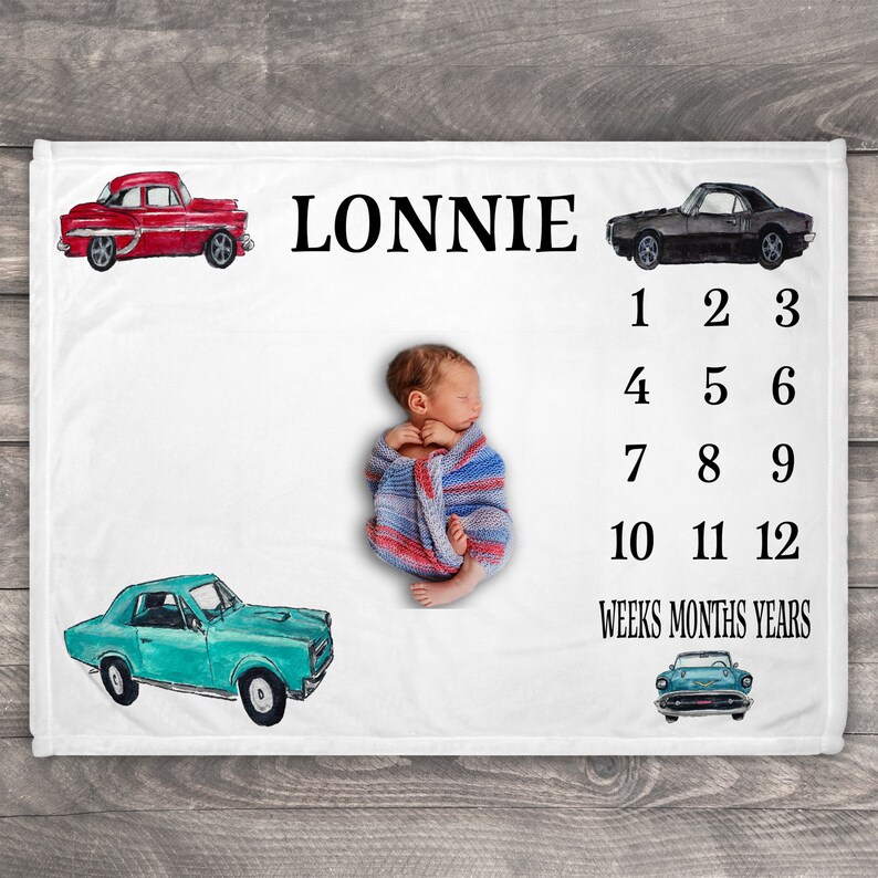 Antique Car Milestone Blanket Personalized Boy Customized Etsy