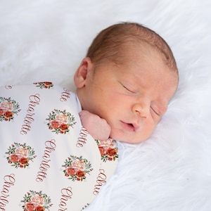 Floral Swaddle, Baby Girl Swaddle, Personalized Swaddle Blanket Girl, Custom Swaddle Blanket, Newborn Swaddle