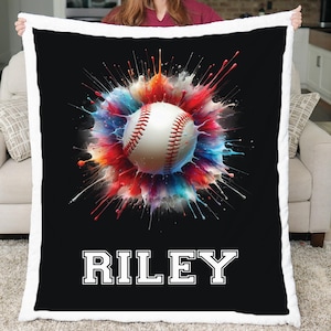 Personalized Baseball Splash Blanket – Custom Name Sports Throw for Baseball Fans