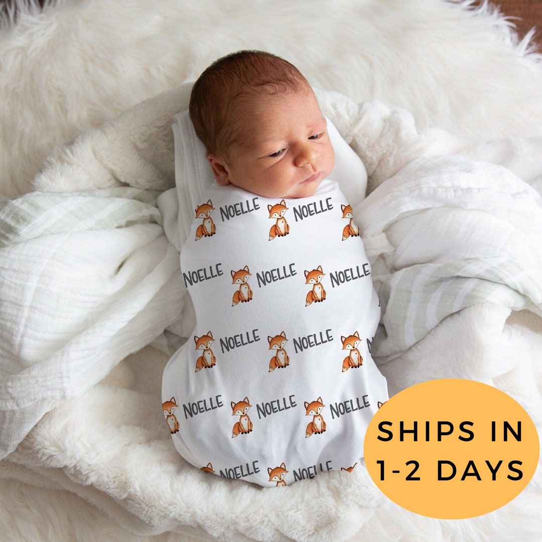 Fox Swaddle Personalized Fox Swaddle Blanket Boy Customized Etsy