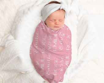 Baby Name Swaddle, Personalized Newborn Swaddle,  Baby Girl Personalized Swaddle, Customized Swaddle Blanket, Baby Custom Name Swaddle, Gift