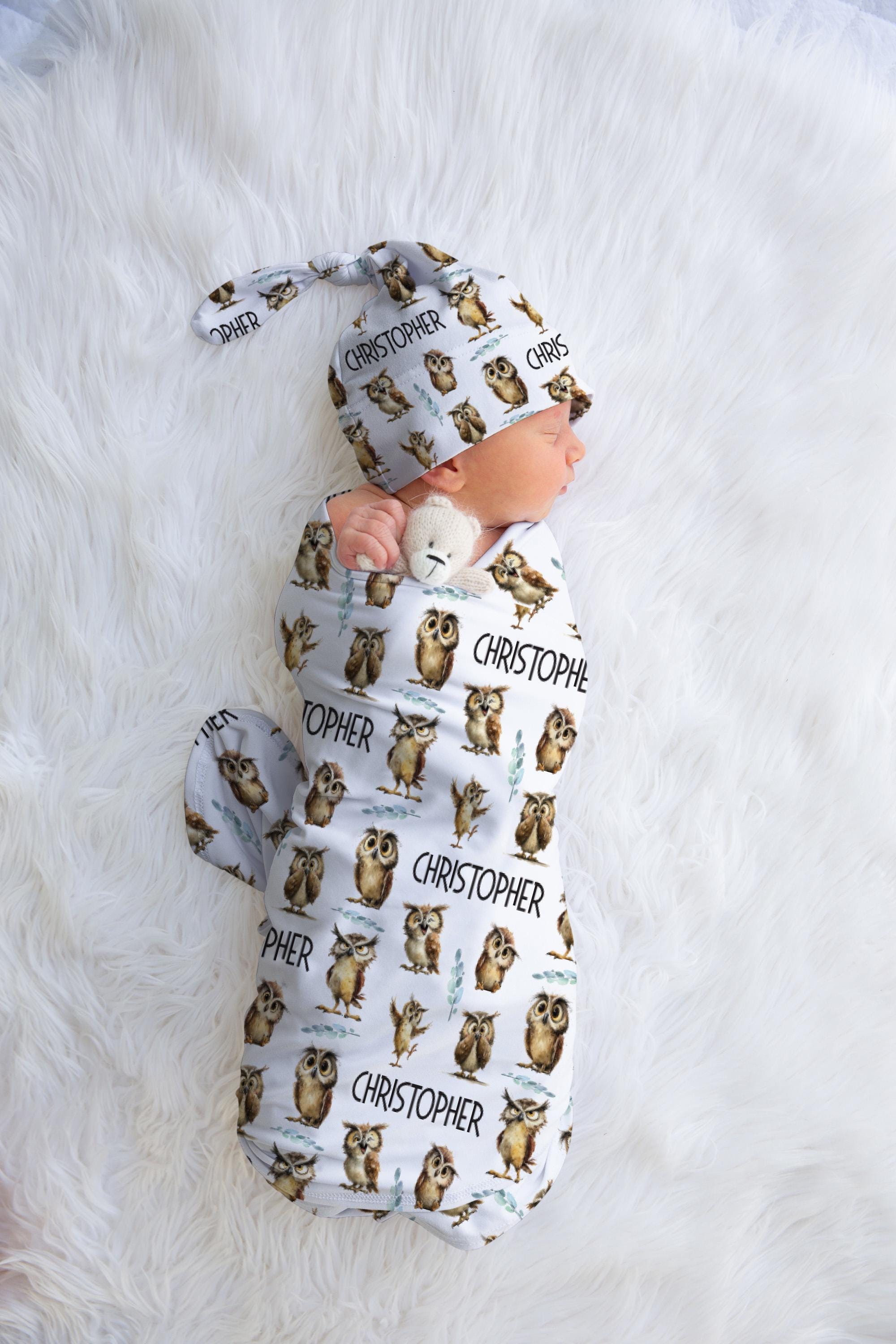 Custom Owl Baby Swaddle For Baby Shower Gift For Coworker