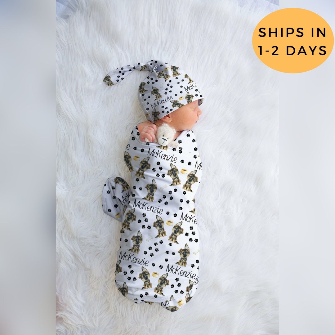 German Shepard Swaddle, Baby Swaddle Blanket, German Sheppard Gifts