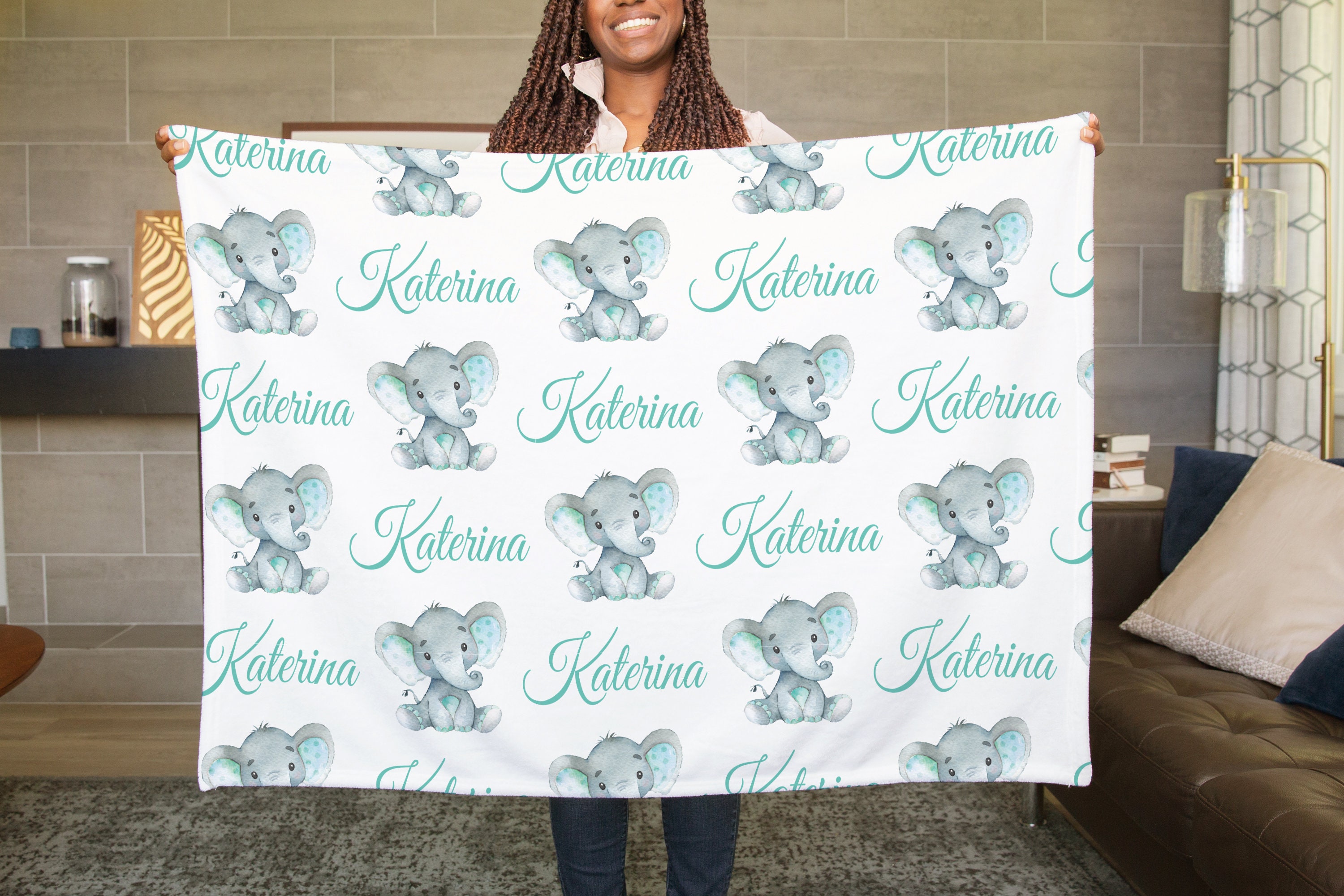 Elephant Baby Blanket Girl Custom Blanket Cute Throw Etsy