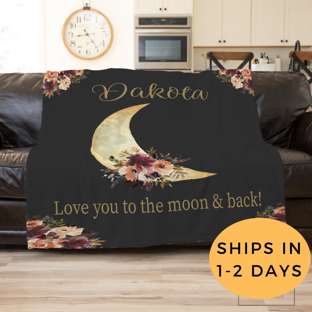 Love You to the Moon and Back, Moon Throw Blanket, Moon Baby Blanket