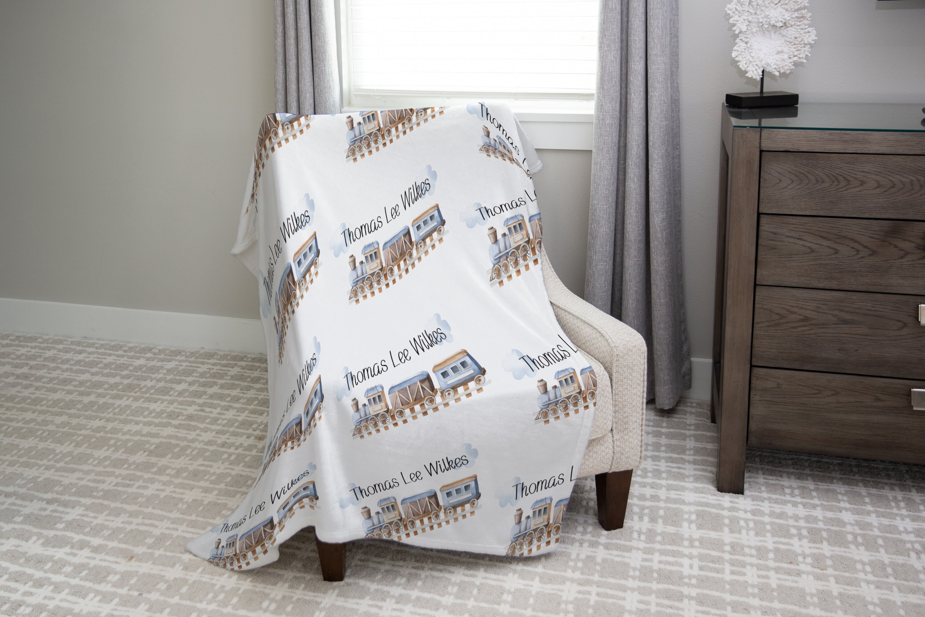 Train Blanket Personalized Baby Blanket Boy Custom Toddler Etsy