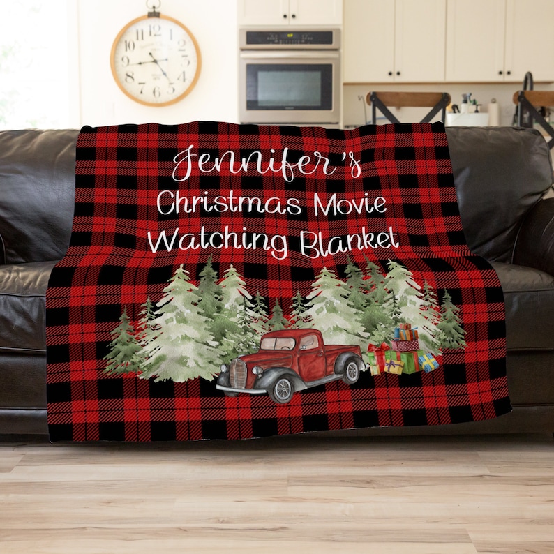 Christmas Movie Blanket, Personalized Name Blanket, Bestfriend Christmas Gift, Coworker Present, Gifts For Her Christmas Blanket, Decor image 1
