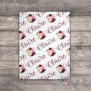 Modern Name Blanket, Boho Blanket, Customized Baby Blanket, Unique Baby Gifts for Girls, Personalized Floral Blanket, Floral Swaddle Blanket