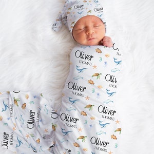 Nautical Swaddle, Ocean Swaddle, Personalized Newborn Swaddle, Custom Boy Swaddle, Nautical Theme Nursery, Nautical Baby Shower Gift,Blanket