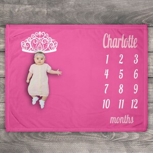 Princess Milestone Blanket Personalized, Baby Girl Monthly Blanket, Customized Princess Milestone Blanket, Princess Baby Shower Gift,Nursery