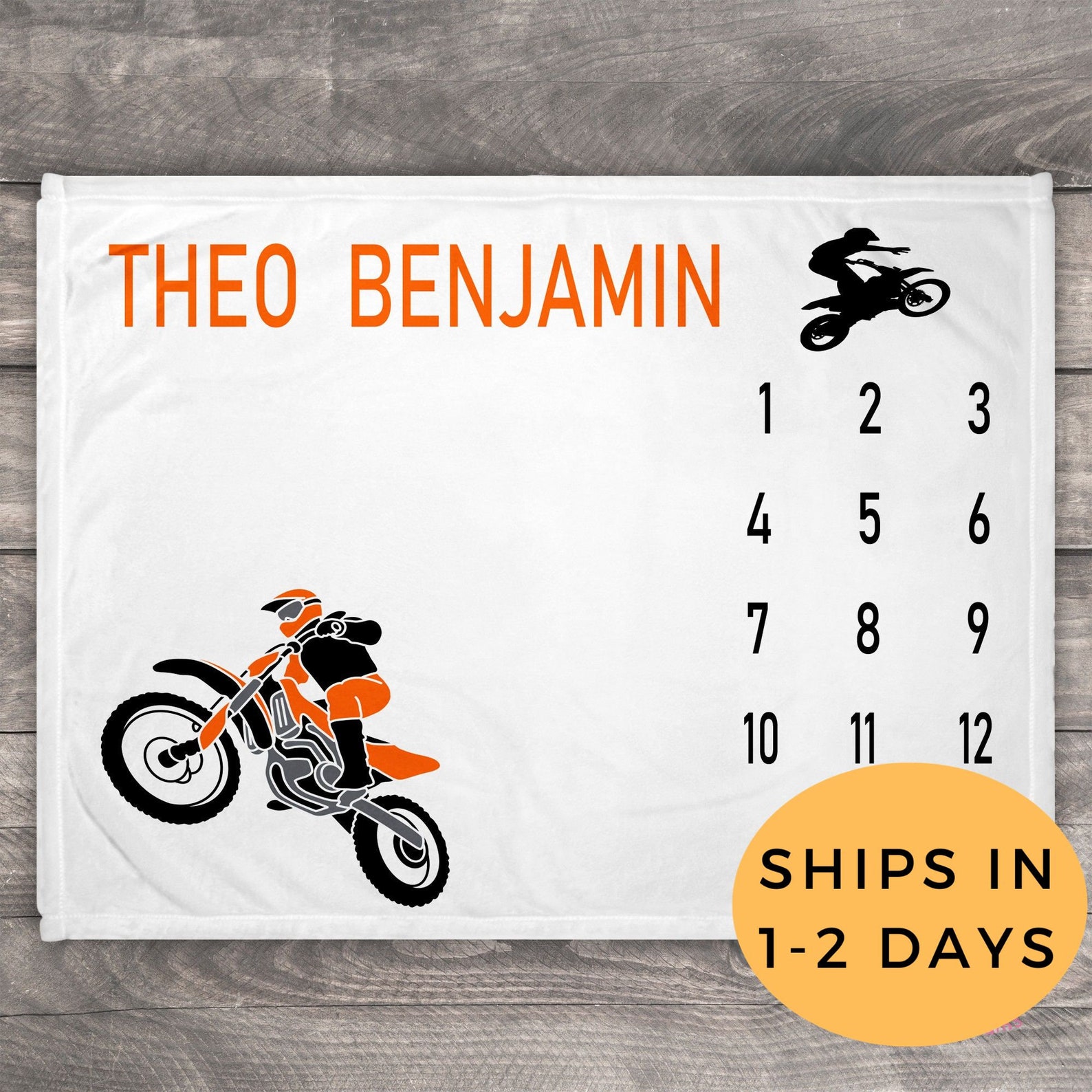 Milestone Blanket Boy KTM Dirt Bike Personalized Baby Blanket Etsy