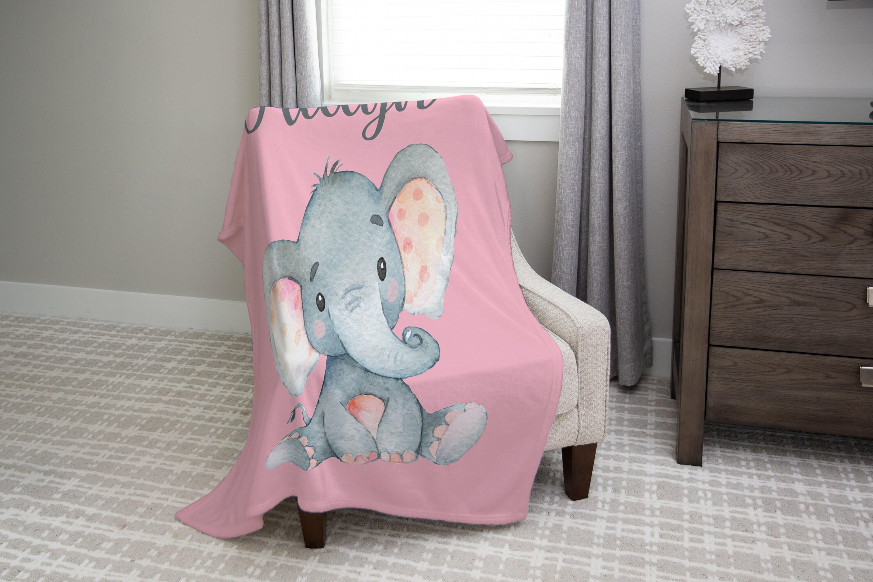 Elephant Baby Blanket Girl Kids Blanket Personalized Etsy