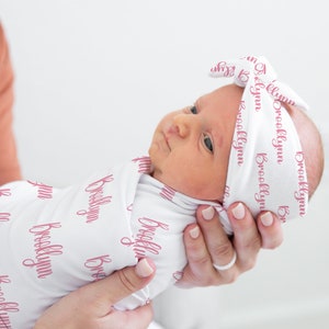 Personalized Baby Swaddle Girl, Baby Name Swaddle, Hospital Swaddle Set Girl, Jersey Swaddle, Baby Shower Gift, Nursery Swaddle Blanket