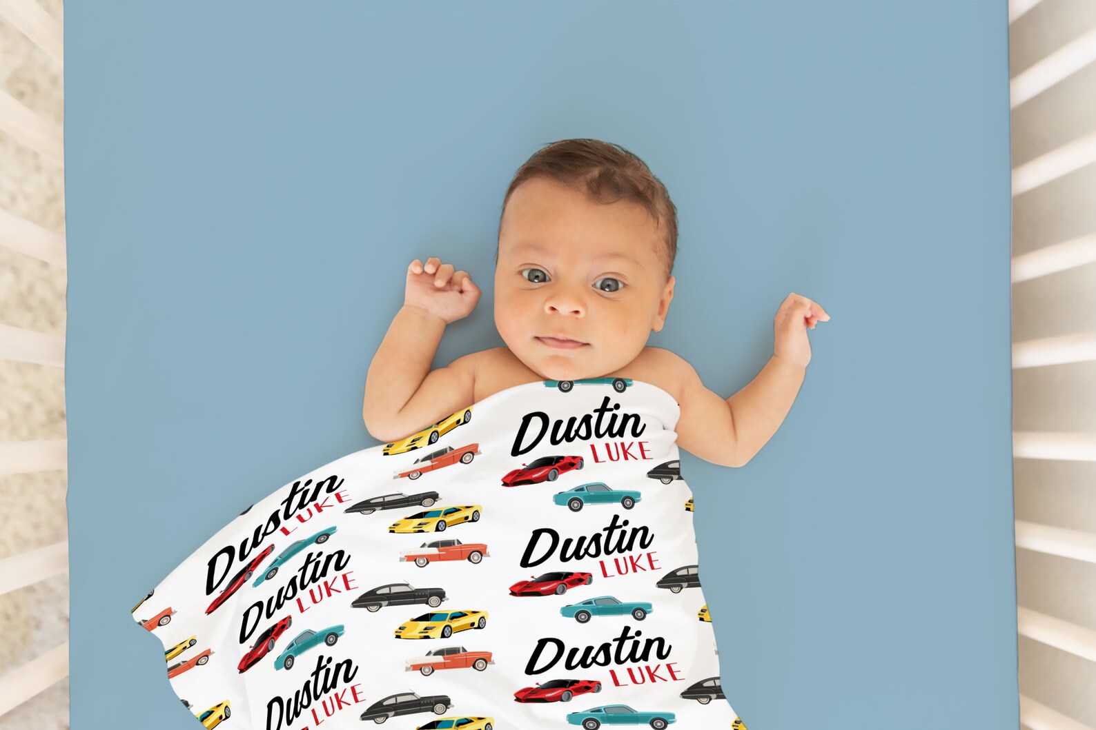 Car Swaddle Baby Boy Swaddle Personalized Swaddle Blanket Etsy
