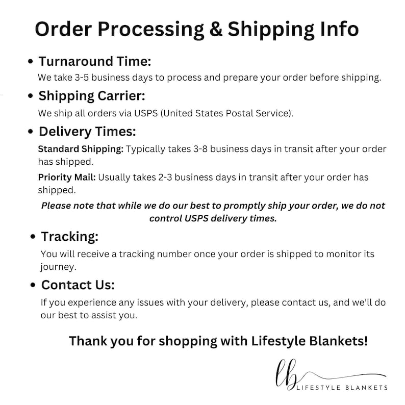 order processing and shipping info