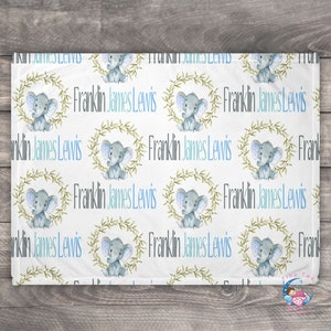 Personalized Baby Blanket Elephant - Name Blanket - Personalized Swaddle Blanket - Safari Baby Blanket - Security Blanket