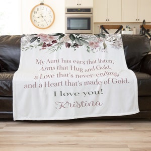 Personalized Aunt Blanket, Gift For Aunt For Mothers Day, Aunt Gift From Niece, Aunt Gift From Nephew,Aunt Birthday Gift,Aunt And Uncle Gift