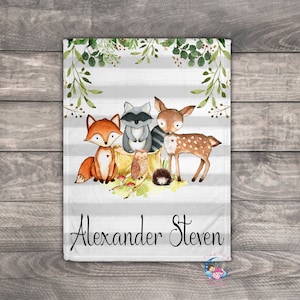 Woodland Animal Baby Blankets - Custom Baby Blanket - Woodland Baby Bedding - Baby Shower Gift for New Mom - Baby Bedding Woodland