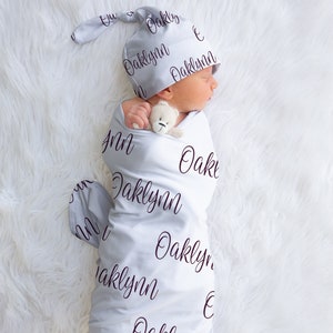 Baby Swaddle With Name, Name Swaddle For Baby Girl, Custom Newborn Blanket, Baby Girl Swaddle And Bow, Personalized Swaddle Blanket, Gift