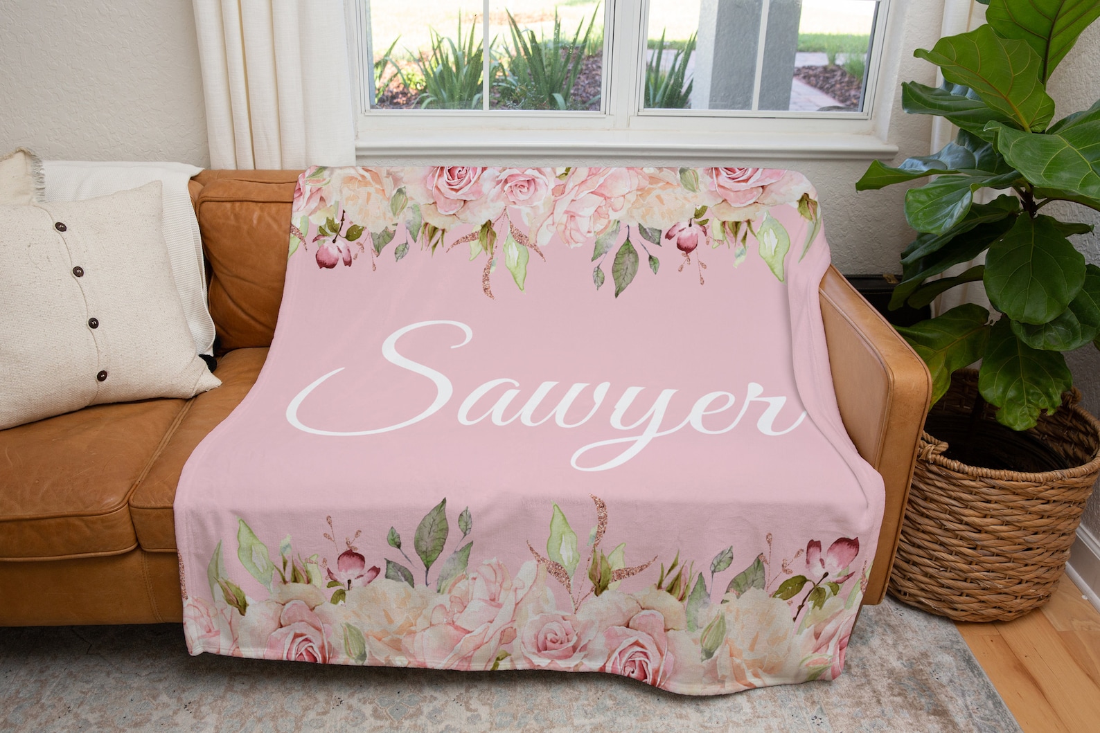 Floral Watercolor Blanket Personalized Blanket Adult Throw Etsy