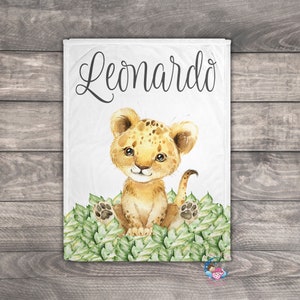 Lion Blanket, Personalized Baby Blanket Boy, Baby Name Blanket, Baby Boy Name Blanket, Receiving Blanket, Unique Baby Boy Gift, Toddler