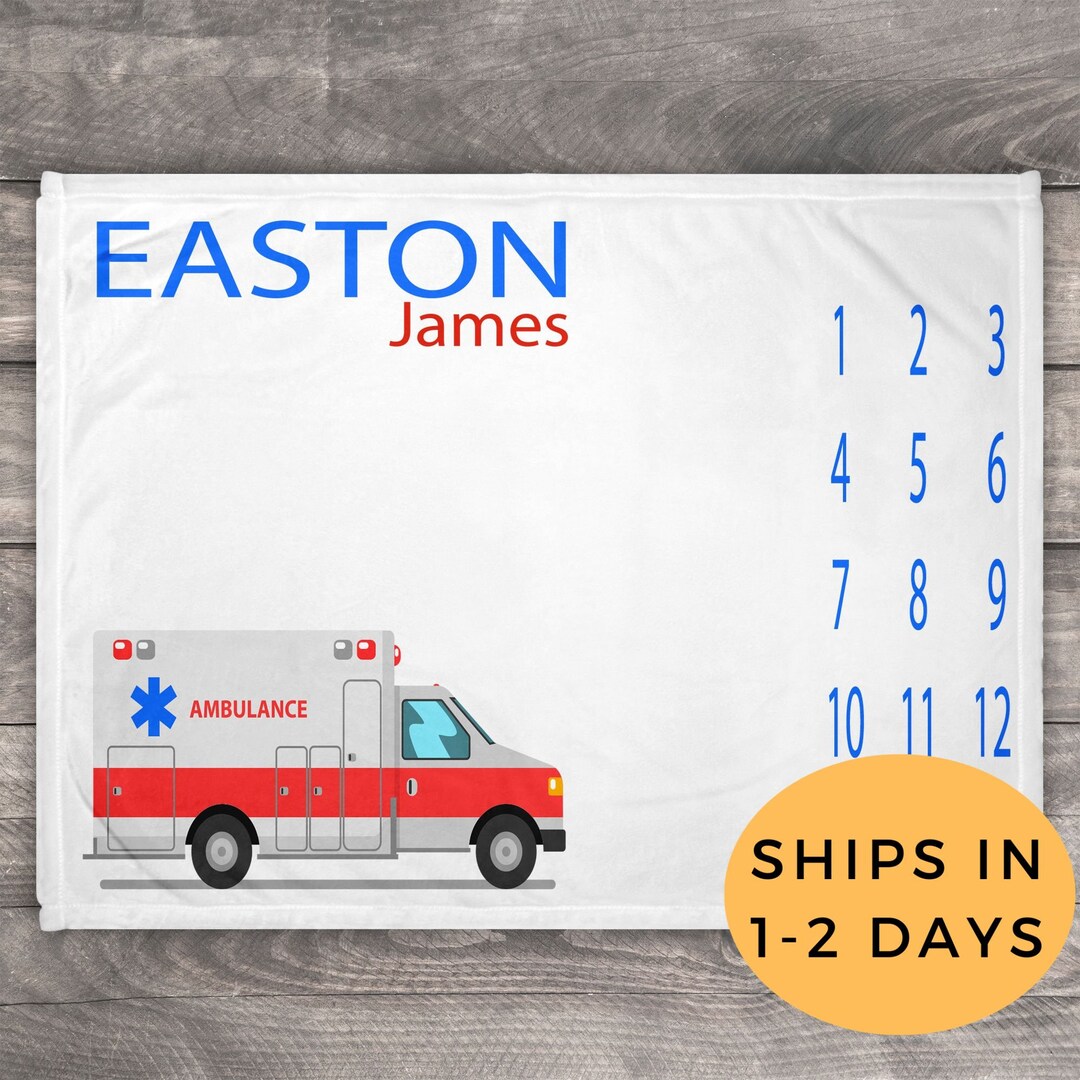 Ambulance Blanket EMT Milestone Blanket Personalized Etsy