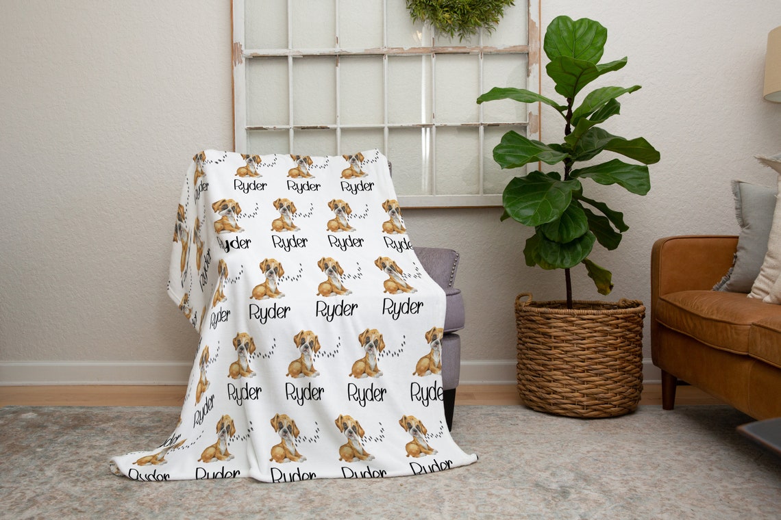 Boxer Blanket Boxer Dog Dad Gifts Personalized Boxer Dog Etsy