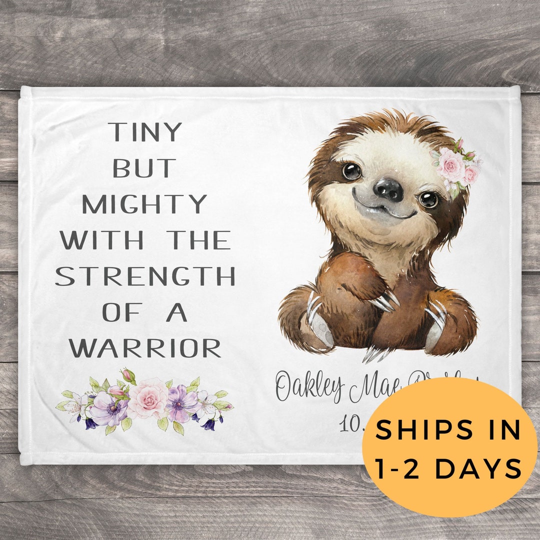 Tiny but Mighty Blanket, NICU Gift, Personalized Baby Blanket for Girl