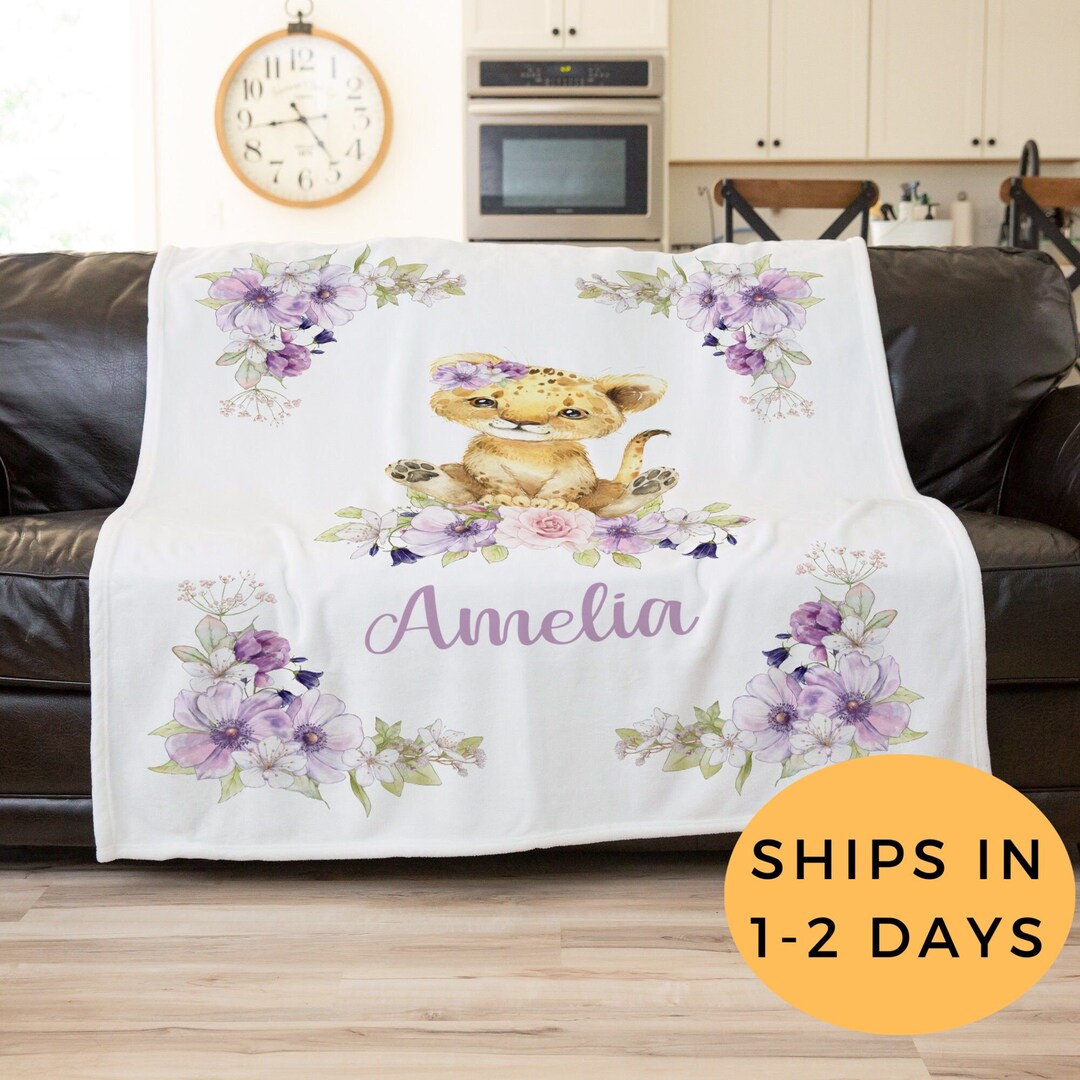 Lion Blanket, Personalized Baby Blanket Lion, Lion Nursery Decor, Lion