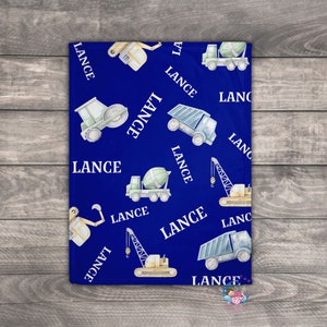 Construction Blanket, Construction Security Blanket, Boy Name Blanket, Truck Blanket, Newborn Personalized Blanket, Construction Nursery