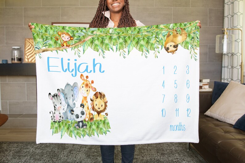 Safari Milestone Blanket Personalized Milestone Blanket Etsy