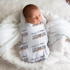 Train Swaddle, Personalized Newborn Swaddle, Train Theme Nursery, Train Baby Shower, Girl And Boy Swaddle, Train Gifts, Custom Name Blanket