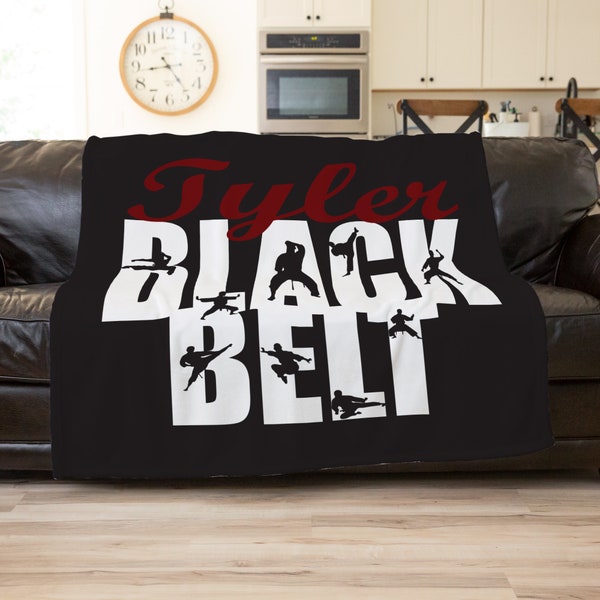 Black Belt Blanket, Personalized Black Belt Gift, Custom Black Belt Throw Blanket, Men Blanket Personalized, Black Belt Coach Gifts, Women