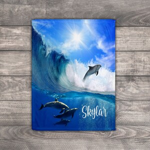 Personalized Dolphin Blanket, Nautical Ocean Throw, Kids Birthday Gift image 7