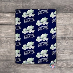 Construction Blanket, Construction Security Blanket, Boy Name Blanket, Truck Blanket, Newborn Personalized Blanket, Construction Nursery