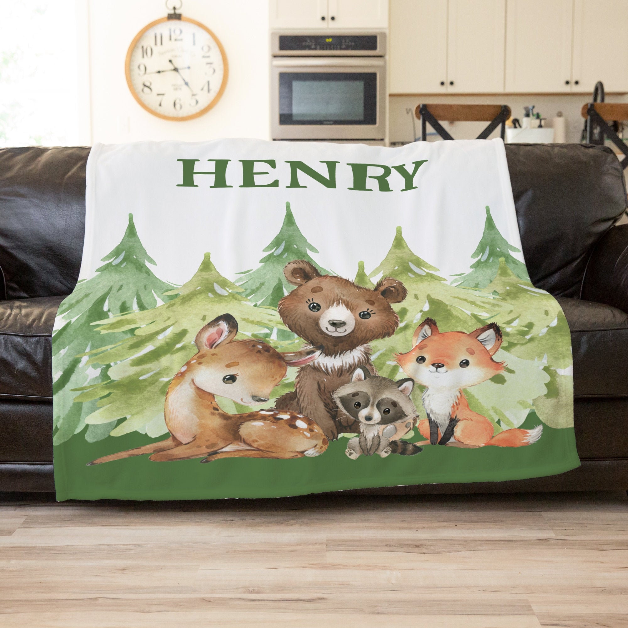 Woodland Animal Blanket Baby Woodland Custom Blanket Etsy