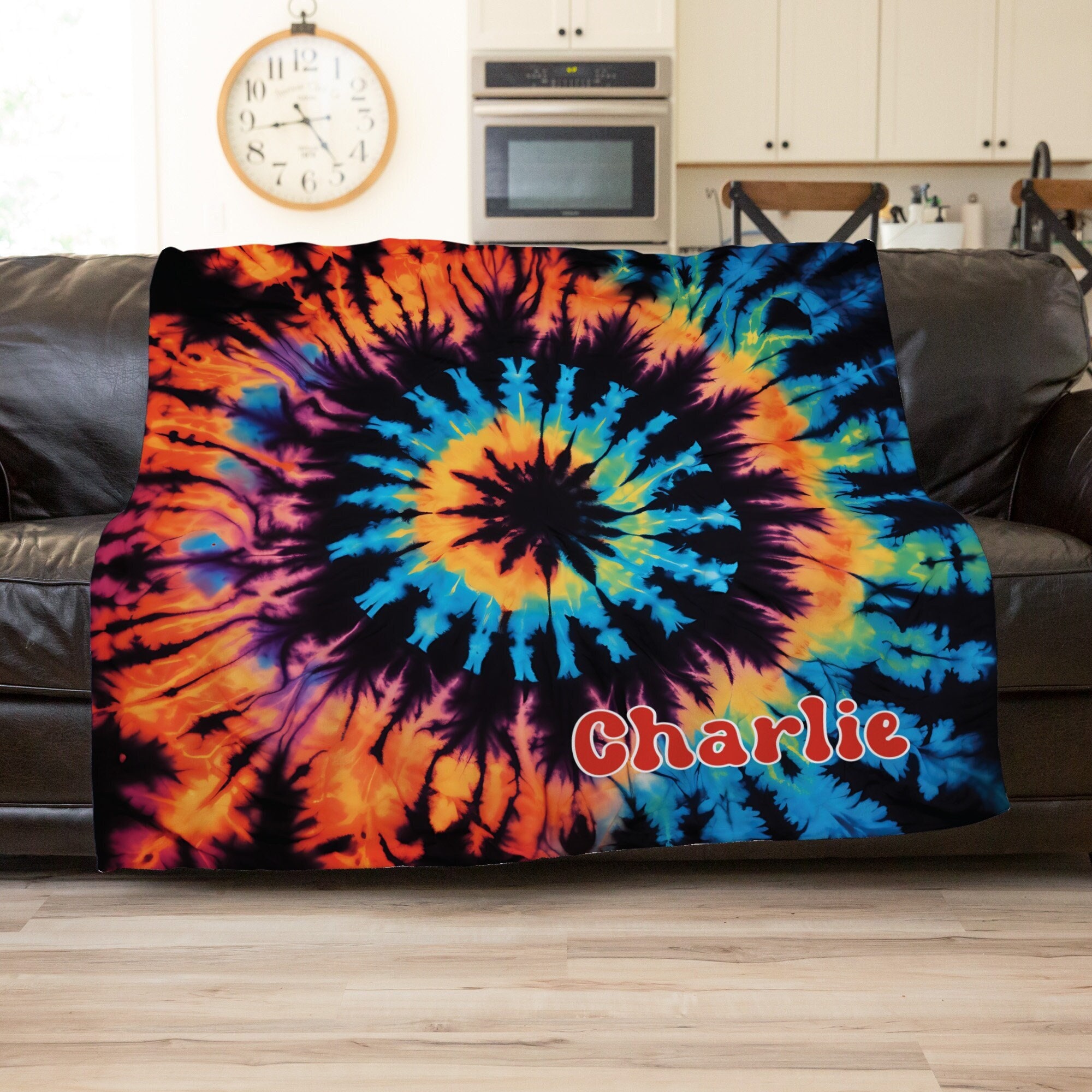 Tye Dye Blanket, Retro Blanket,  Personalized Tie Dye, Throw Blanket Boho, Teen Boy Gift, Teen Girl Going Away Gift, Kids Nap Blanket