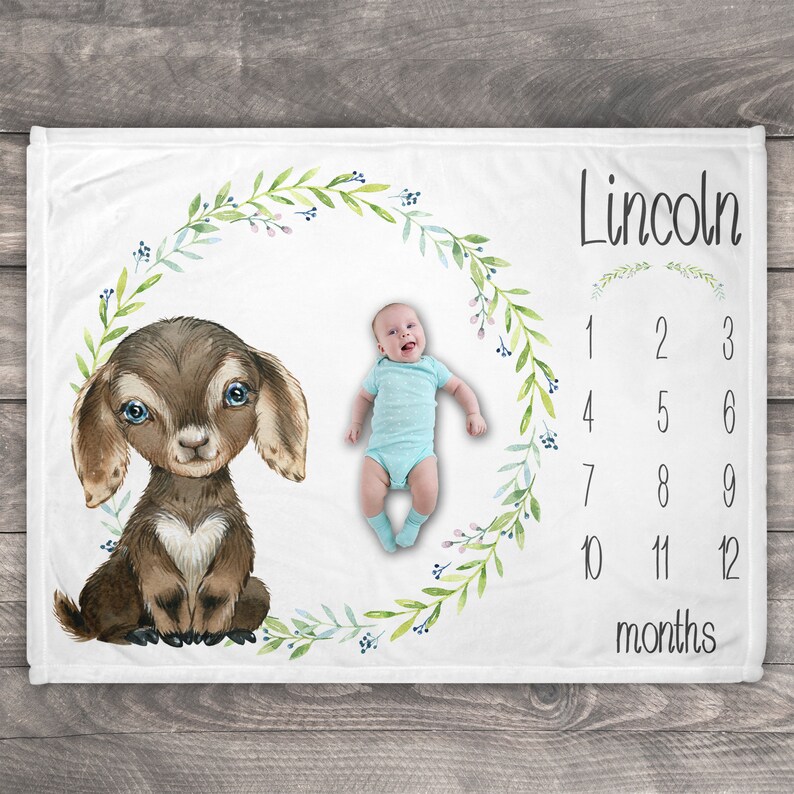 Goat Milestone Blanket Goat Baby Blanket Goat Nursery Decor Etsy