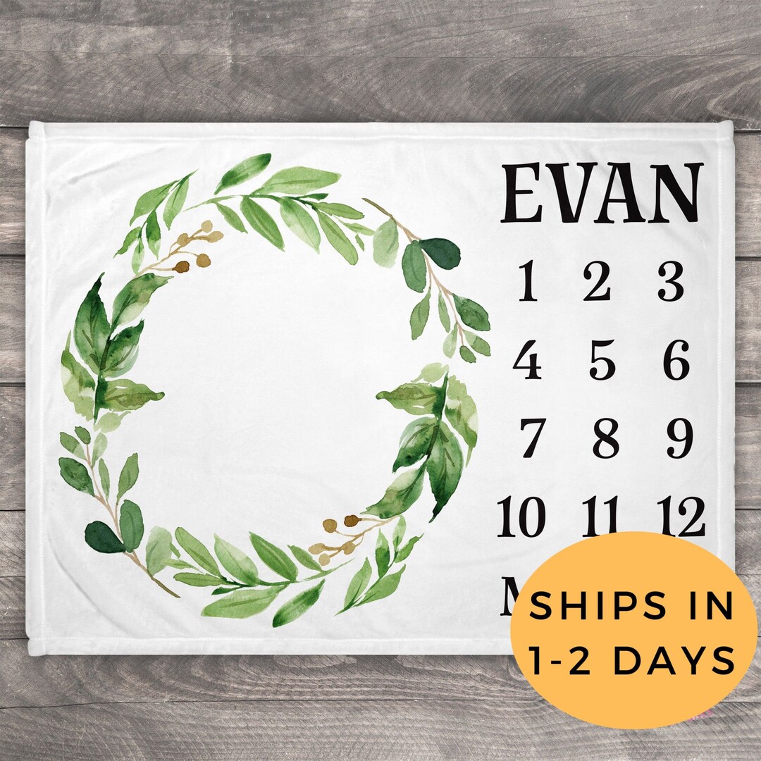 Milestone Blanket Wreath Baby Blanket Months Boy Track Growth Etsy