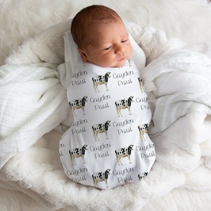 Cow Swaddle Blanket, Swaddle Blanket Personalized, Cow Nursery, Cow Theme Baby Shower, Baby Shower Decorations Cow Boy,  Baby Present