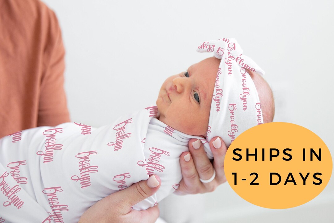 Personalized Baby Swaddle Girl, Baby Name Swaddle, Hospital Swaddle Set