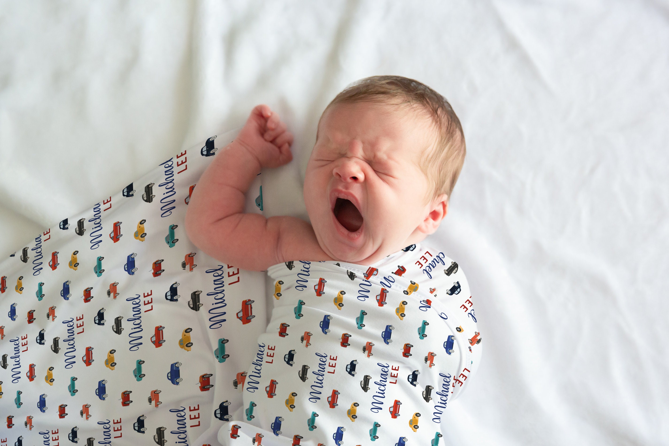 Baby Boy Swaddle and Hat Couverture Emmaillotée personnalisée pour