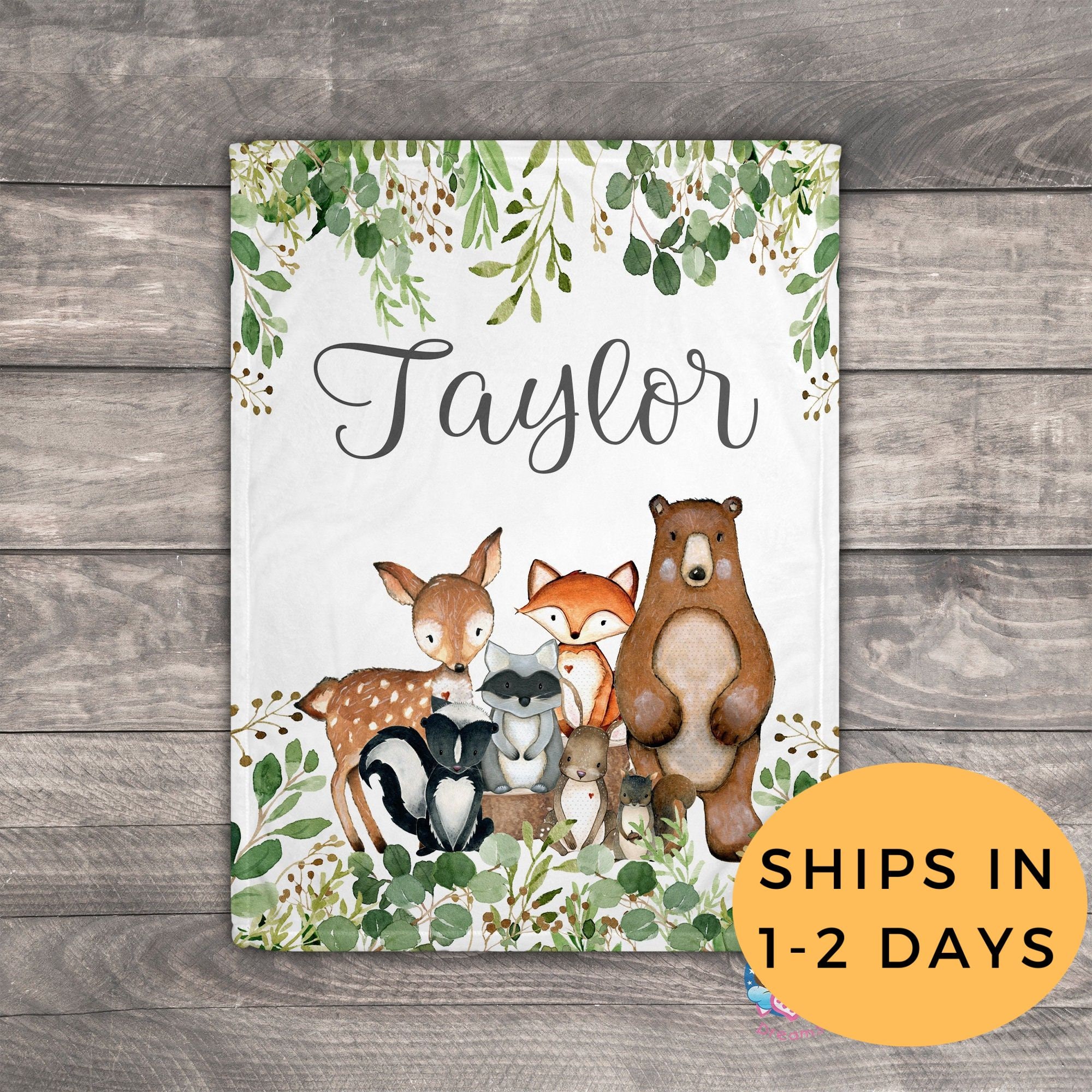 Woodland Throw Blanket Baby Blanket Woodland Personalized Etsy